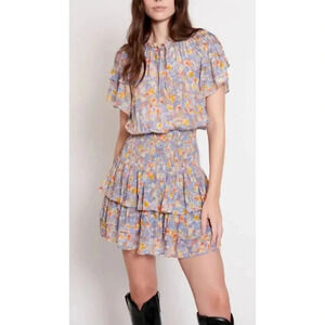 Gilner Farrar floral boho tiered short Zoe dress, size S.